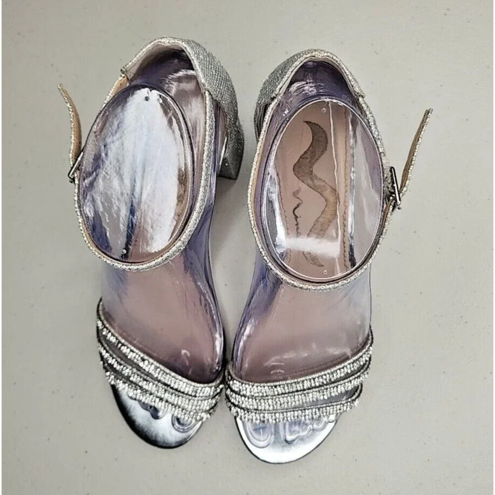 NINA Nagida Block Heel Women's Shoes Soft Platino Size 6M